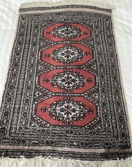 Vintage Bokhara Region Oriental Rug 2.97ft X 2.08ft 10-20 Knots Per Sq Inch