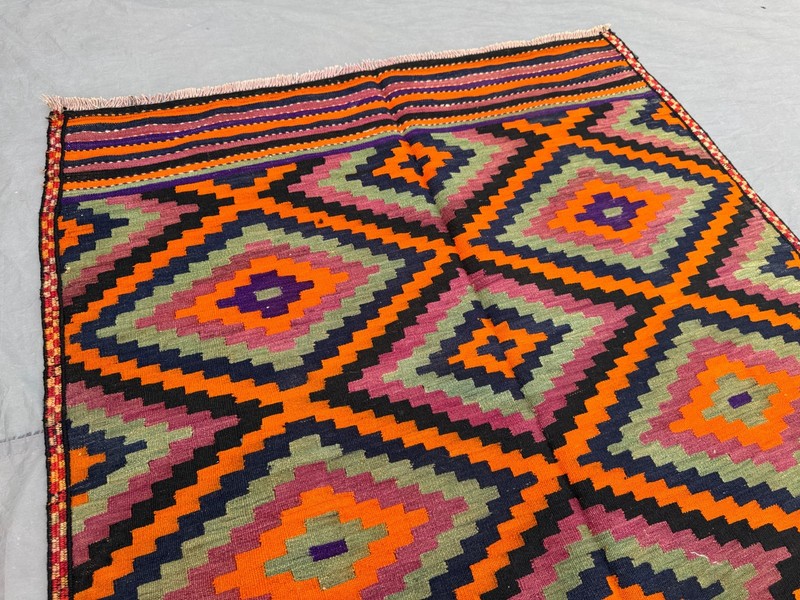 4'4x8'4 Ft Vintage Afghan Baluchi Kilim Geometric Wool Tribal Pattern Rug gallery