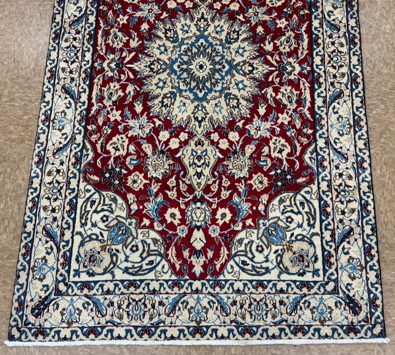 Vintage Nain Hand Knotted Wool Oriental Rug 4x6 Red Ivory Floral Area Rug Decor gallery