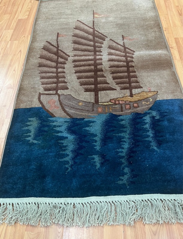 2'6" x 4'8" Antique Chinese Art Deco Oriental Rug - 1930s - 100% Wool Hand Made gallery