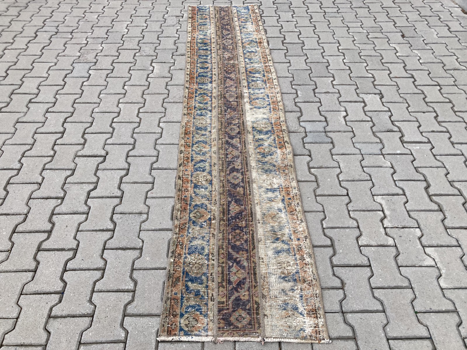 Brown rug, Turkish rug, Vintage Rug, Patchwork rug, Runner rug, 2.1 x 10 ft gallery