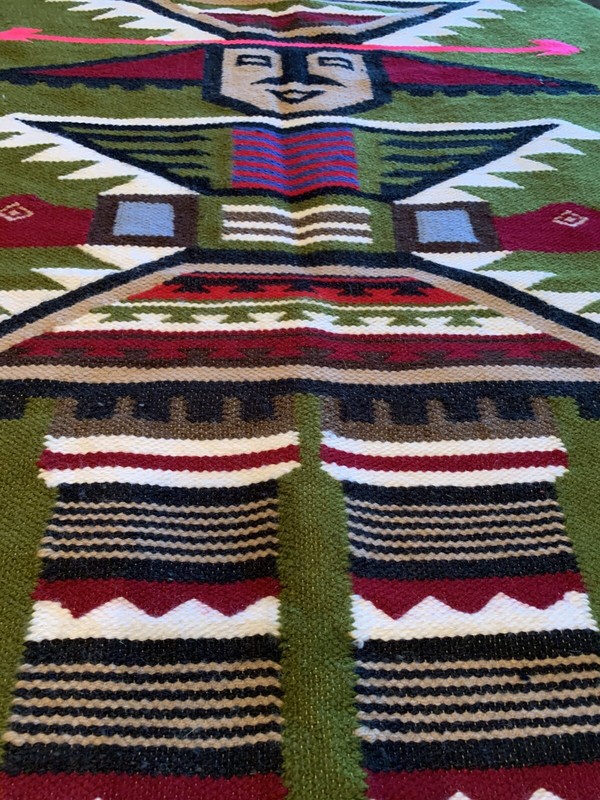 Hand Woven Southwestern Aztec Design Rug Tapestry Artisan Made Wall Hanging Boho gallery