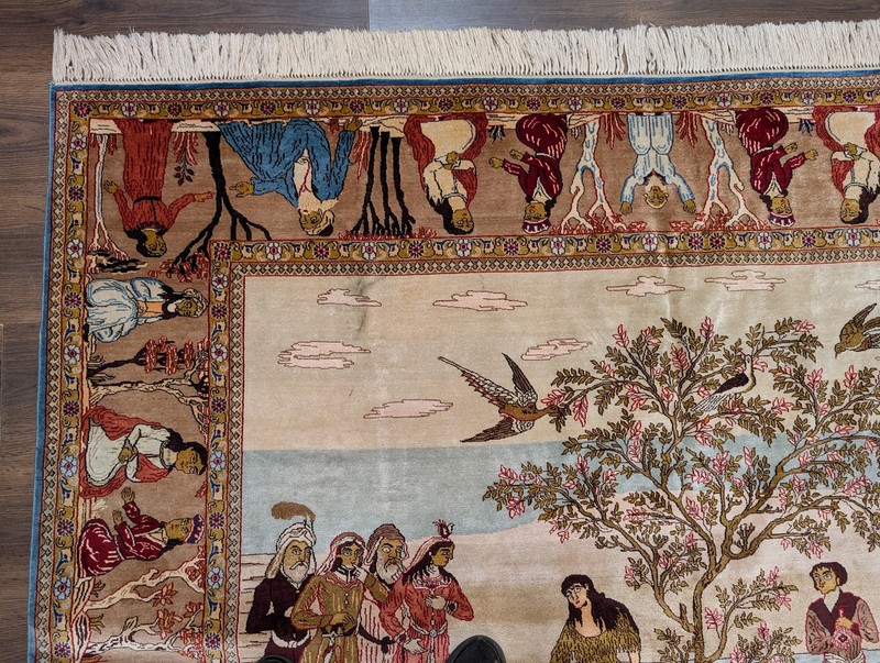 Sino Per'sian Silk Pictorial Rug 6x8, Very Fine 650 KPSI gallery