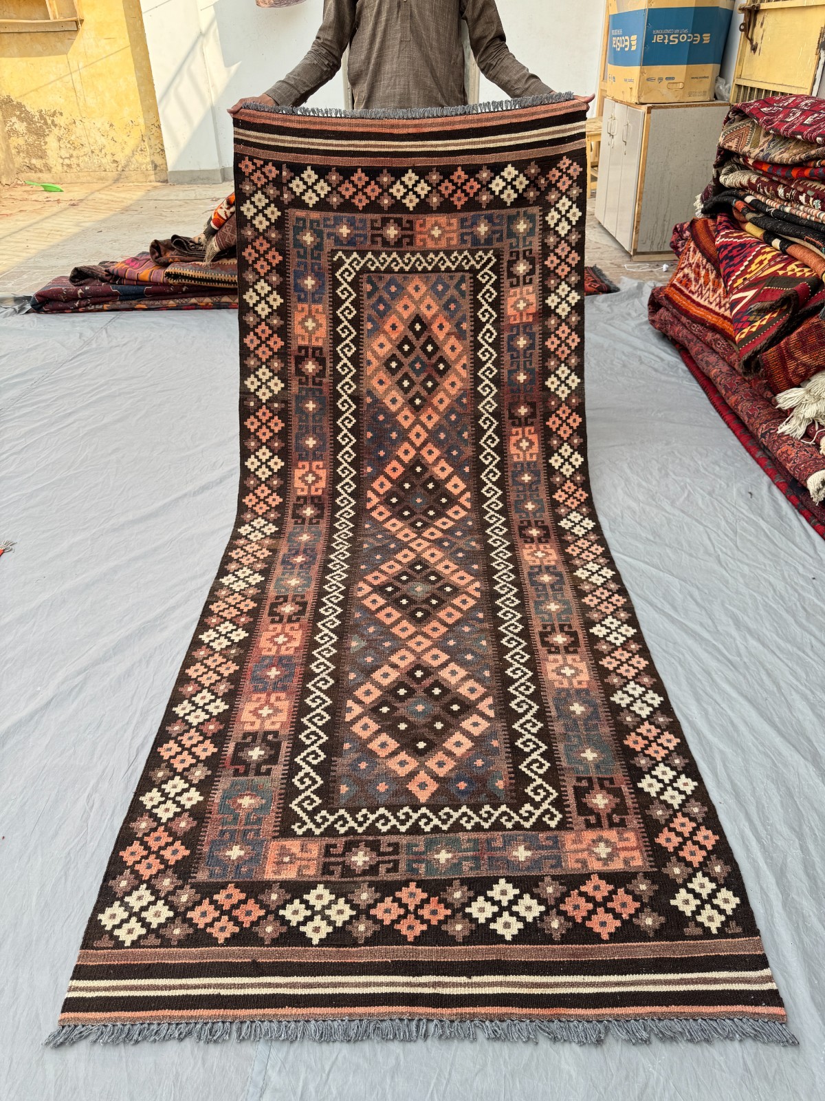 3'4x8'4 ft Vintage Afghan Kilim Runner Handwoven Geometric Tribal Kitchen Rug gallery