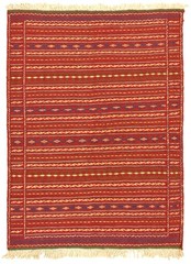 Vintage Hand Woven Area Rug 3’7″ x 4’11” Traditional Wool Oriental Carpet