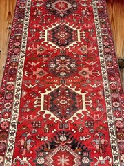 Geometric Vintage Caucasian Heris Handmade Wool Runner Rug 3’2 x 10’10 3 x 11