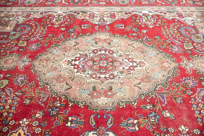 Semi-Antique Distressed Handmade Floral Oriental Rug Living Room Carpet 10x13 Ft gallery