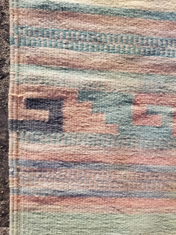 Distressed Vintage Traditional Handmade Mexican Wool Multicolor Kilim 4.5x2.5 ft gallery