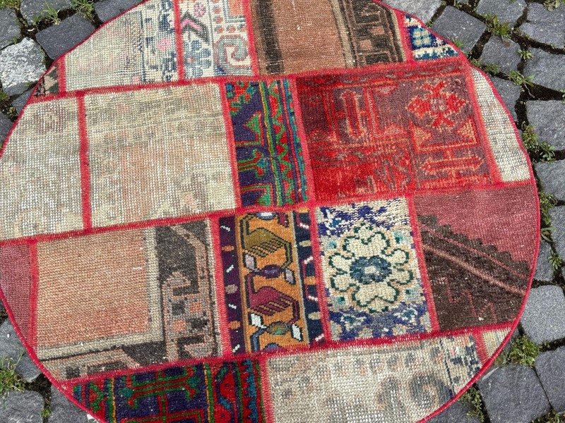 Patchwork rug, Turkish rug, Vintage rug, Handmade rug, Wool rug 3,2 x 3,2 ft gallery