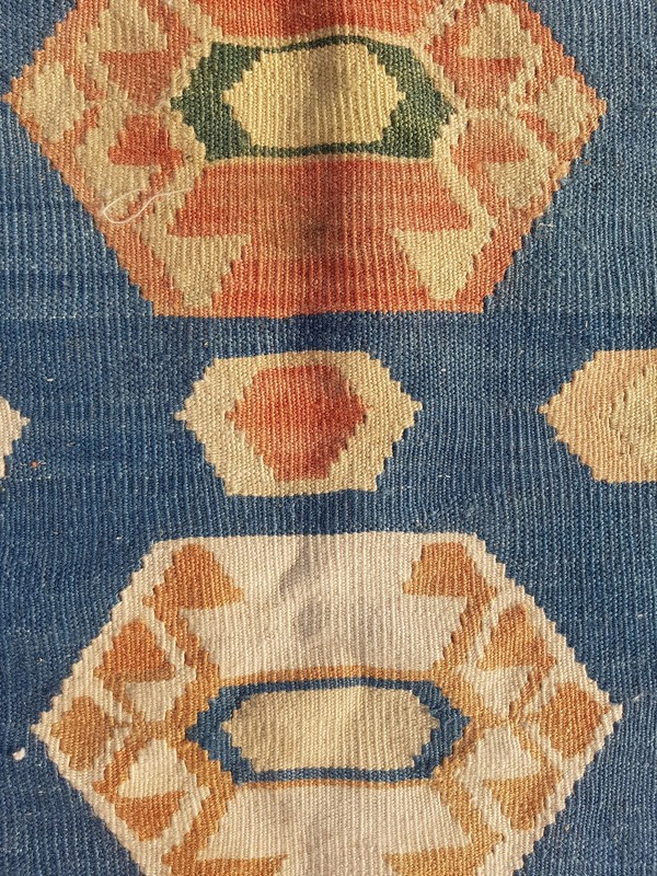 Vintage Handmade Turkish Geometric Wool Kilim Rug Carpet 194x121 cm gallery
