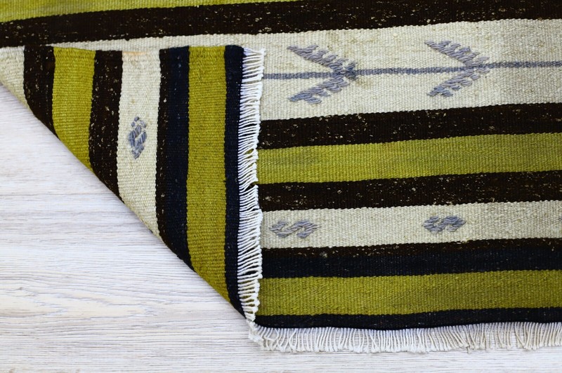 Tribal Scandinavian Wool Kilim Rug Anatolian Vintage Hand Knotted Carpet 3x3 ft gallery