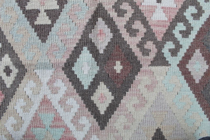 Kilim Vintage Traditional Hand Made Oriental Brown Pink Wool Kilim 245x167cm gallery