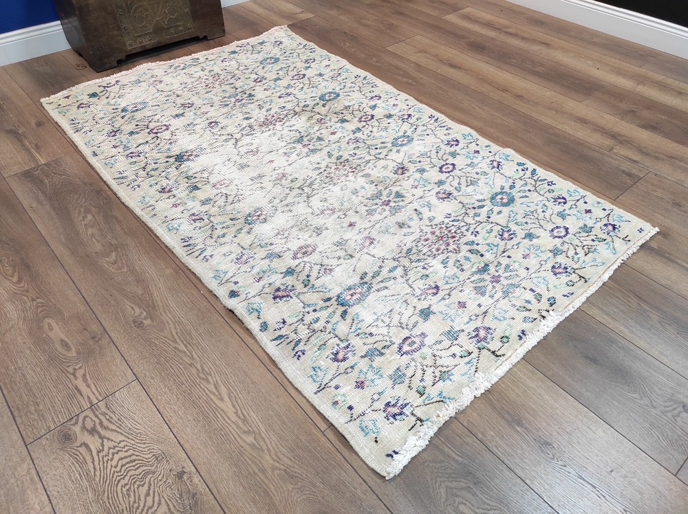 White Area Rug, Home Decor, Handmade Area Rug, Floor Rug, 3.9 x 6.4 ft