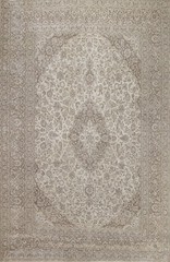 Traditional Ivory Area Rug 9×12 Handmade Wool Vintage Floral Living Room Carpet
