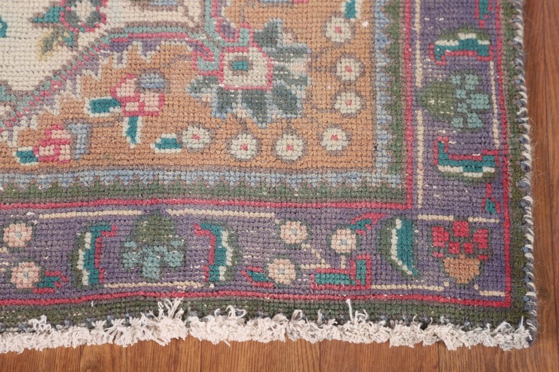 Vintage Ivory/ Purple Rug 3x5 Traditional Floral Hand-knotted Wool Carpet gallery