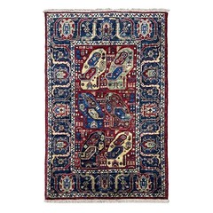 Handmade (2’8″ x 3’10”) Oriental Afghan Tribal Wool Accent Rug