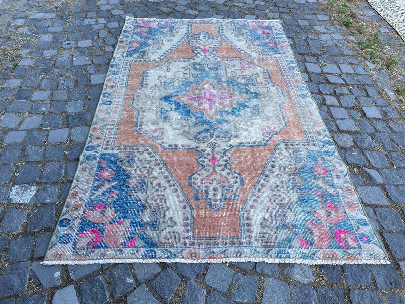Home Decor Rug, Turkish Vintage Rug, Boho Decor Rug, Oushak 4,2 x 6,7 ft gallery