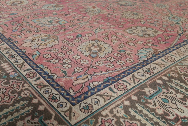 Vintage Pink Tebriz Floral Traditional Handmade Room Size Rug Area Carpet 10x13 gallery