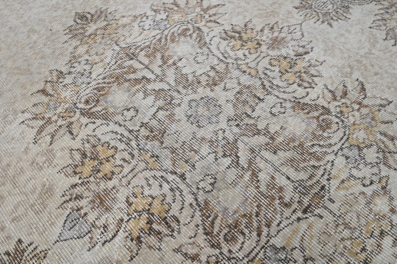 Vintage Turkish Oushak Rug, Beige 6x9 ft, Handmade Wool, Bohemian Anatolian gallery