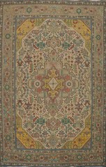 Traditional Wool Geometric Vintage Area Rug 6×9 ft Hand-knotted for Living Room