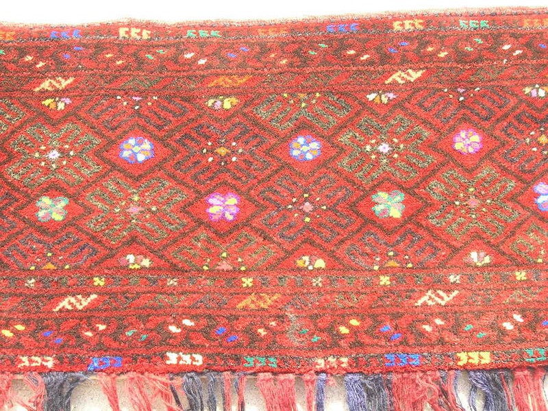Vintage Turkomen Ersari Torba Bag Face Bagface 16x47 inches Silk Flowers w/ Back gallery