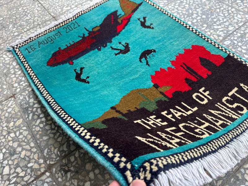 2x3 Afghan Hand Knotted War Rug Fall of Kabul 2021 Wool Carpet New gallery