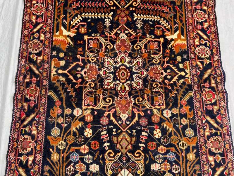 4'1" x 7'4" Vintage Afghan Hand-Knotted Tribal Wool Rug, Floral & Geometric Rug gallery