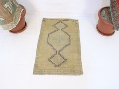 2×3 Turkish Handmade Bathroom Decor Door Mat Brown Beige Geometric 1.9×3.0 ft