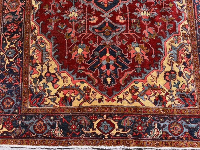 An Antique 4'-9" x 6'-11" Genuine Heriz Circa 1920 gallery