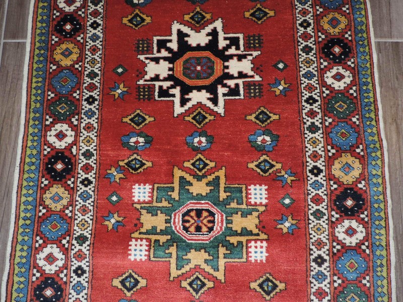 3x10ft. Vintage Caucasian Leski Star Wool Runner gallery