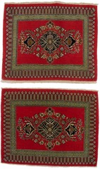 Pair of Handmade Vintage Oriental Rugs Floral Entrance Carpet Home Decor 2X3 ft