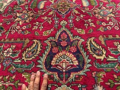9×12 RED VINTAGE ORIENTAL RUG ANTIQUE HANDWOVEN blue green heriz handmade 8×11