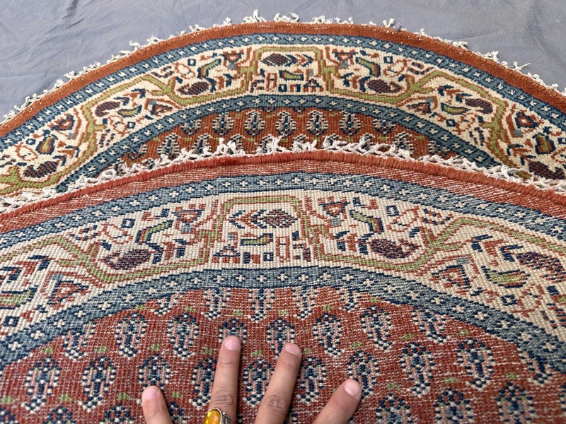 3 X 3 ft COLLECTORS' ITEM Antique Stunning Round Boteh Maresali Round Capet gallery
