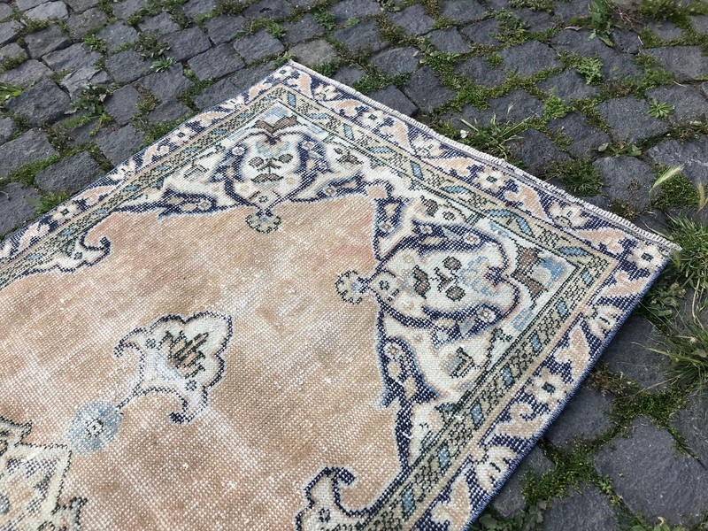 Turkish Antique rug Bohemian Area rug Oushak rug Vintage Rug Handmade Wool rug gallery