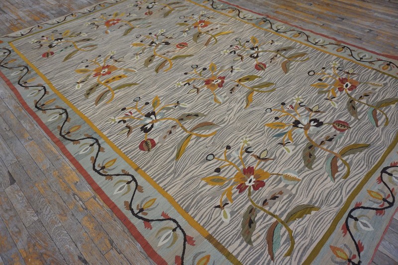 6'x9' Beautiful Soft Gray Color Antique Allover Floral Flat Weave Bessarabian gallery