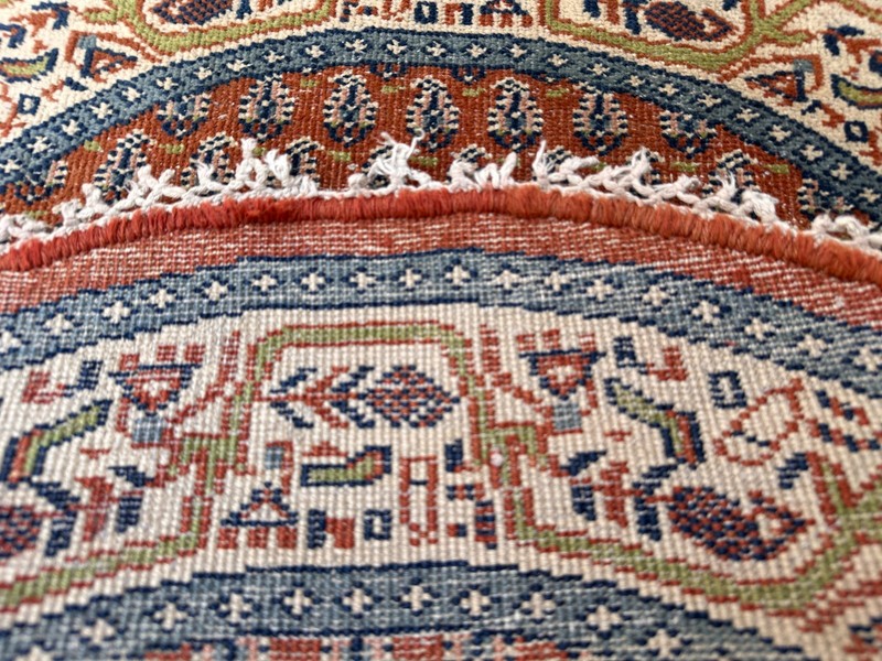 3 X 3 ft COLLECTORS' ITEM Antique Stunning Round Boteh Maresali Round Capet gallery