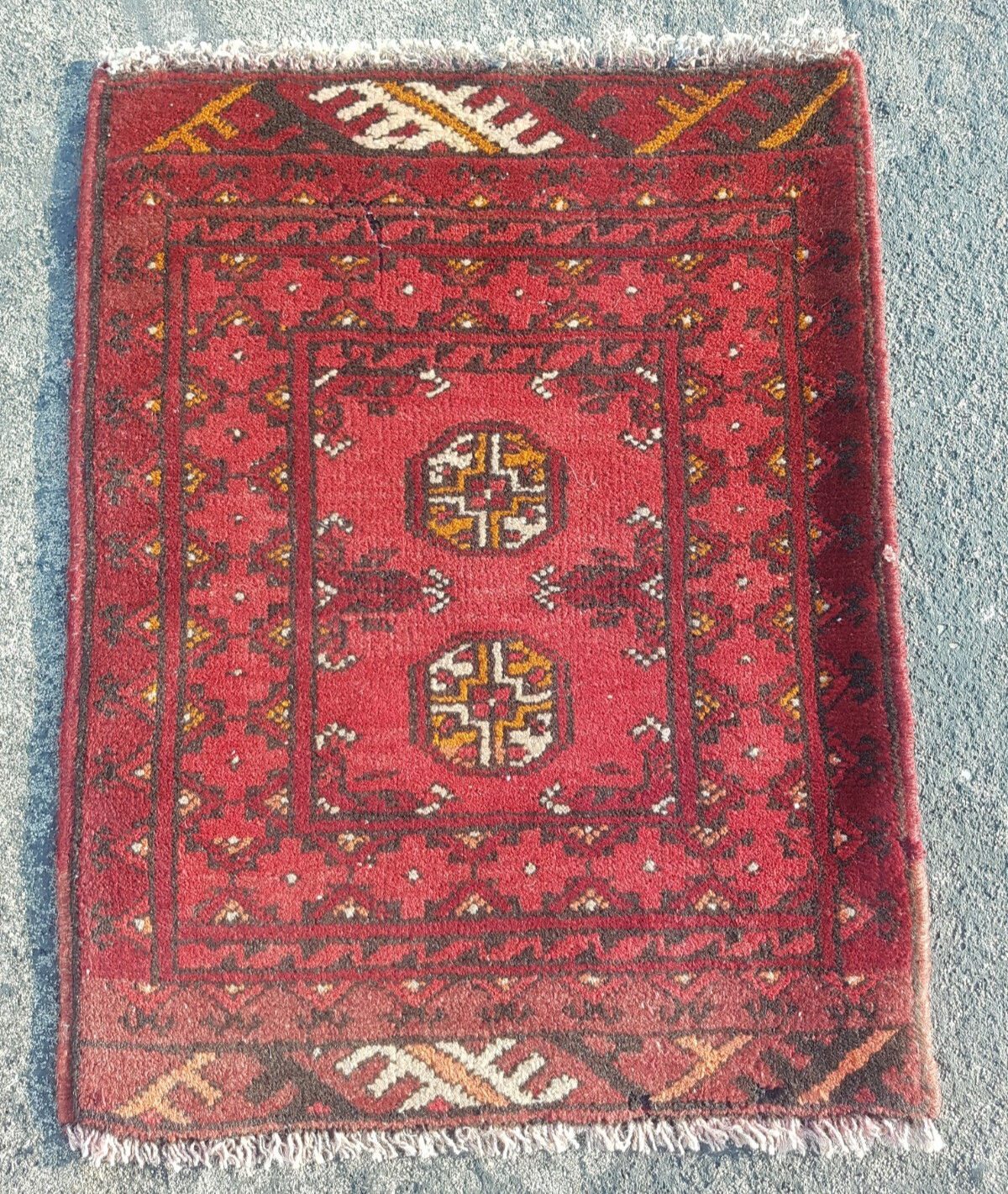 Vintage Hand Made Traditional Rug Oriental Wool Multicolor Carpet 65x52 cm gallery