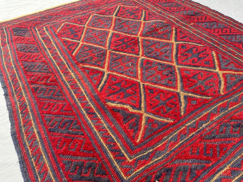 3'7 x 4'1 Vintage Afghan Hand Knotted Tribal Rug Geometric Wool Living Room Rug gallery
