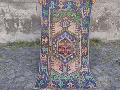 Valuable Old Area Rug 2.56 x 4.76 ft , Handmade 3×5 Kitchen Rug 78 x 145 cm