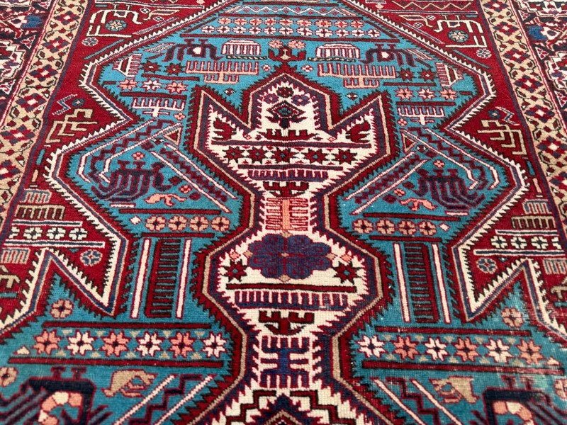 Vintage Turkish Oushak Rug 5.1x9.3 Red Blue Tribal Area Rug Living Room Carpet gallery