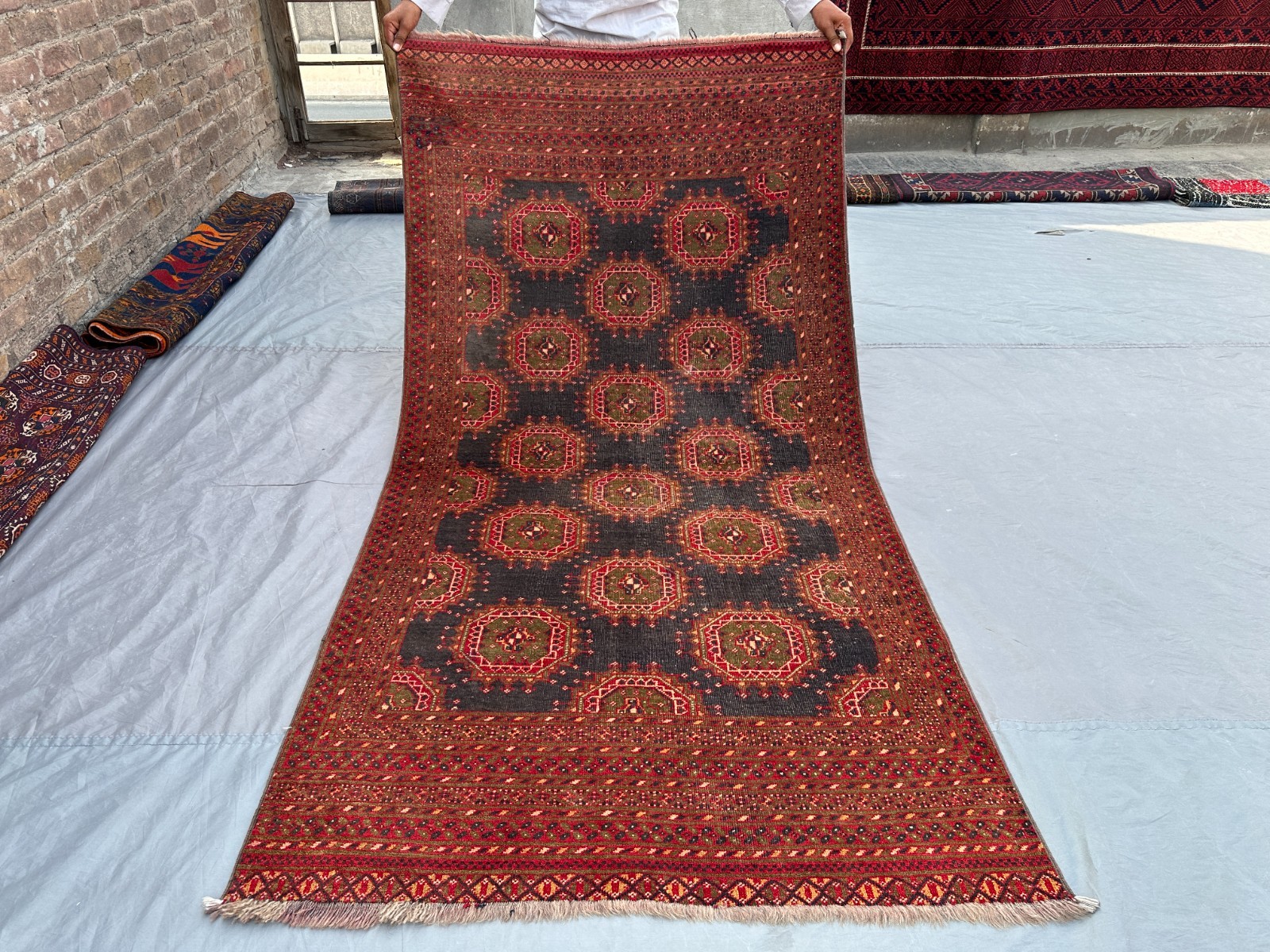 3'10x7'5 Low Pile Distressed Turkmen Patnos Gull Rug Faded Vintage Kitchen Rug gallery