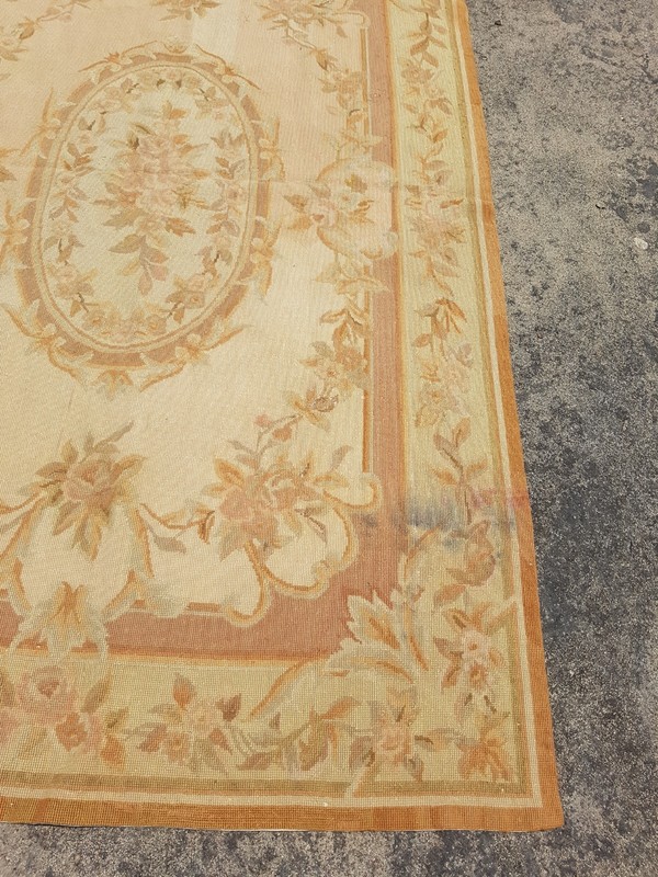 Vintage French Floral Needlepoint Handmade Multicolor Rug Wool Carpet 174x113 cm gallery