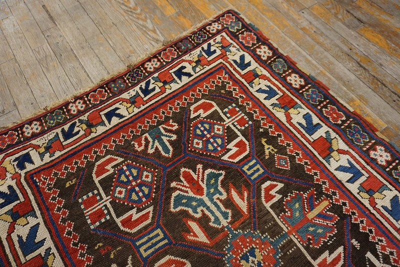 3'x6' Tribal Geometric Brown Earth Tone Antique Small Late 19th Century Caucasus gallery