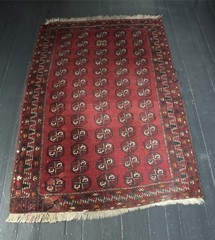 Vintage Turkmen rug Turkish rug red Rug – 3.5’ x 5.3’, Art Deco Rug, Midcentury