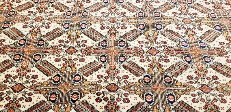 Masterpiece Antique Muted Dye Cross Patterned Wool Pile Hereke Rug 7x10ft gallery