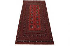 Vintage Bokhara Rug 3’4” x 6’2” Red Wool Tribal Hand-Knotted Oriental Carpet