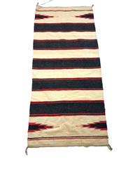 Navajo Native Rug Saddle Blanket Cream Striped Terraced Arrow Lightning