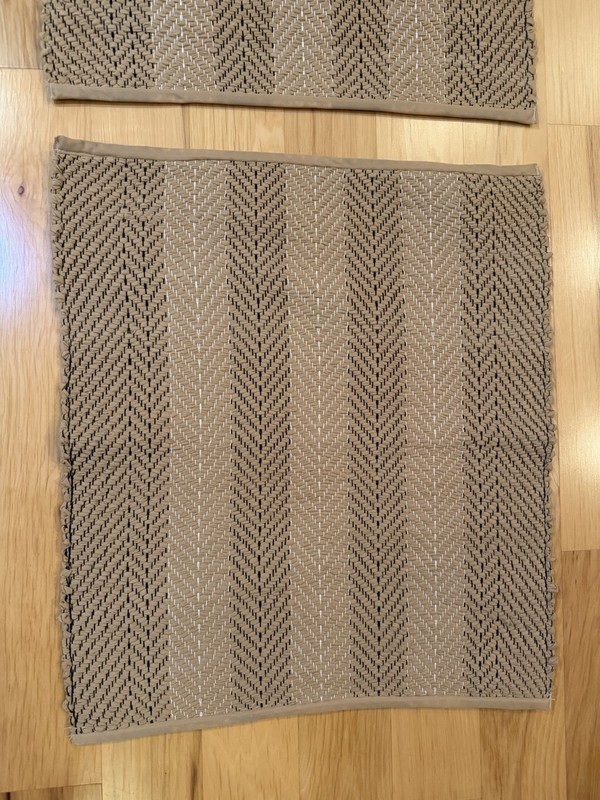AMISH HAND LOOMED RAG TABLE RUNNER RUG SET 2 Tan No Fringe Farmhouse gallery