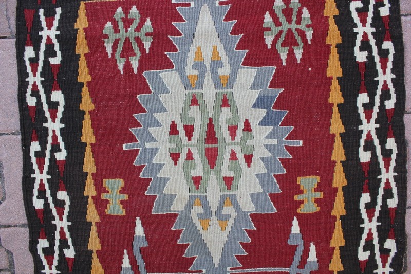 Cappadocia Tribal Vintage Carpet Anatolian Kilim Hand Knotted Black Rug 3x4 ft gallery