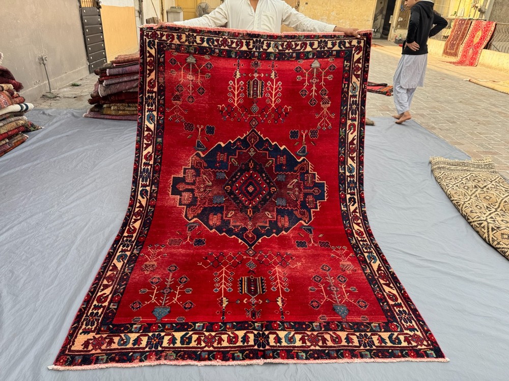 Vintage Turkish Inspired Caucasian Medallion Wool Area Rug, Rare Guestroom Rug
